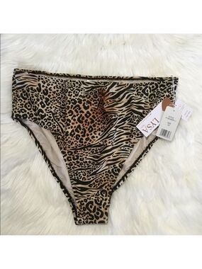 Lysa Evelyn 0X leopard print tummy slimming high rise bikini bottom
